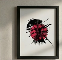 Samurai Heart – Japanese Abstract Wall Art Print (A4)